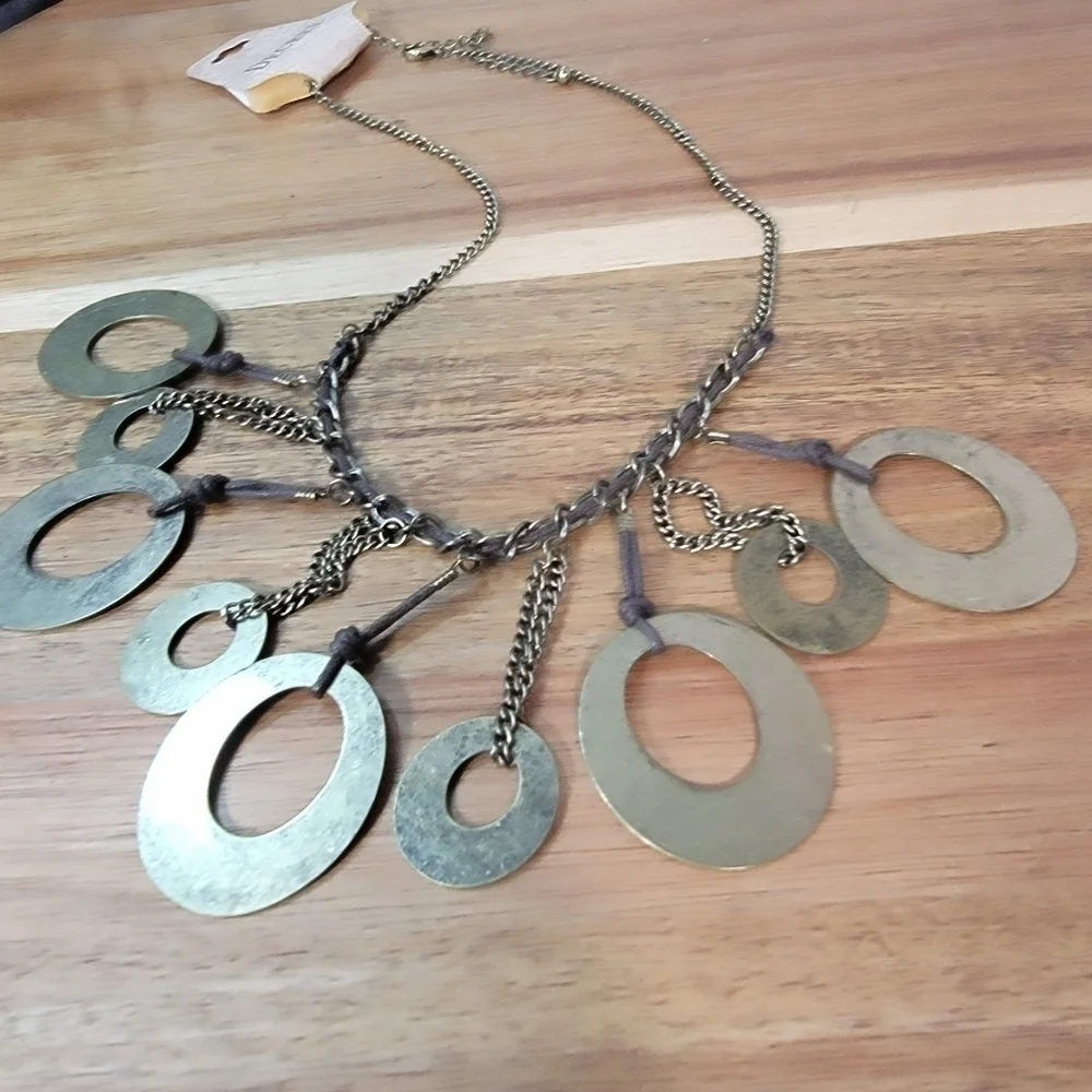 NEW Decree Boho Necklace Metal Loops and chain statement Bib Necklace